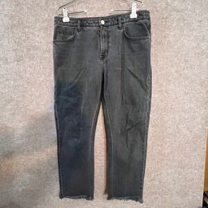 Current/Elliott Jeans Womens 30 Black Raw Frayed Hem Straight Leg Denim Grunge